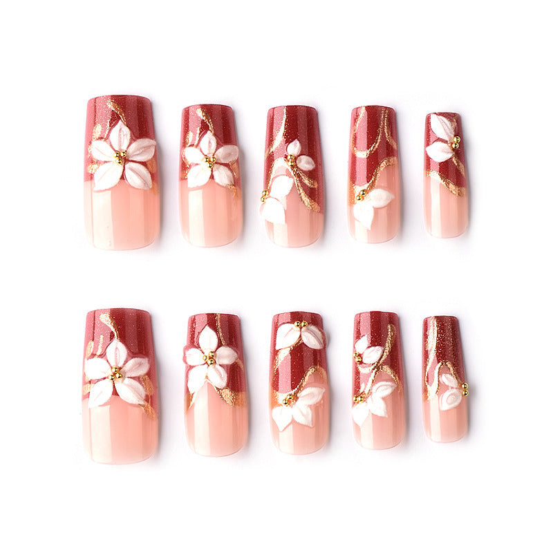 Artistic Floral 3D Press-On Nail Art Brehn