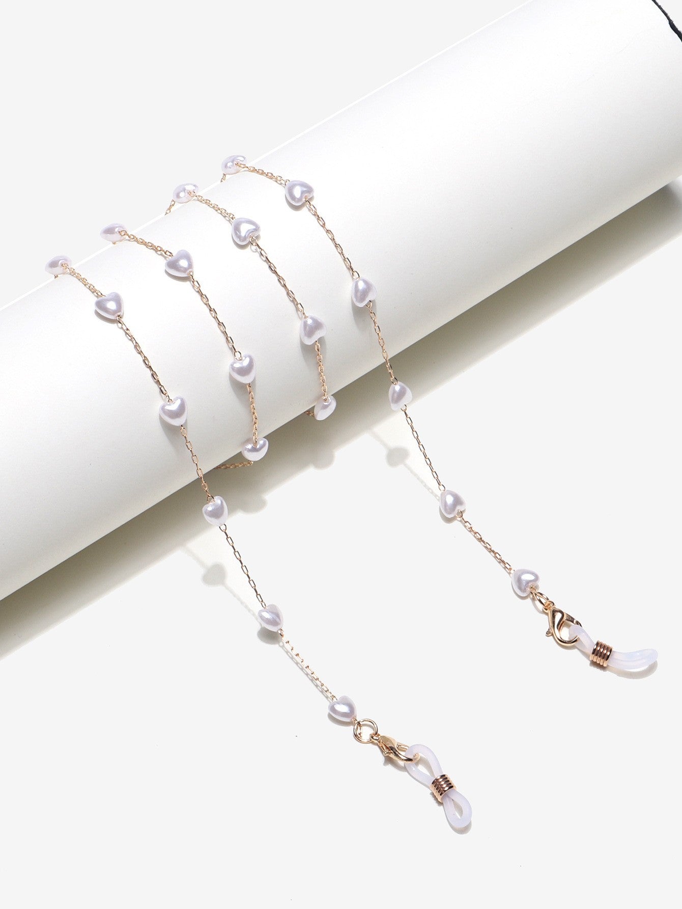 Eleganter herzförmiger Perlenkette Brillenhalter Brehn