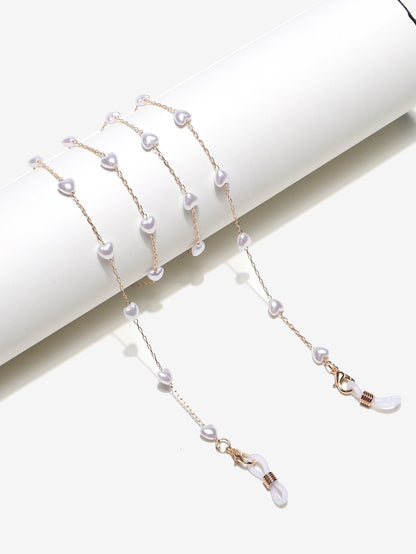 Eleganter herzförmiger Perlenkette Brillenhalter Brehn