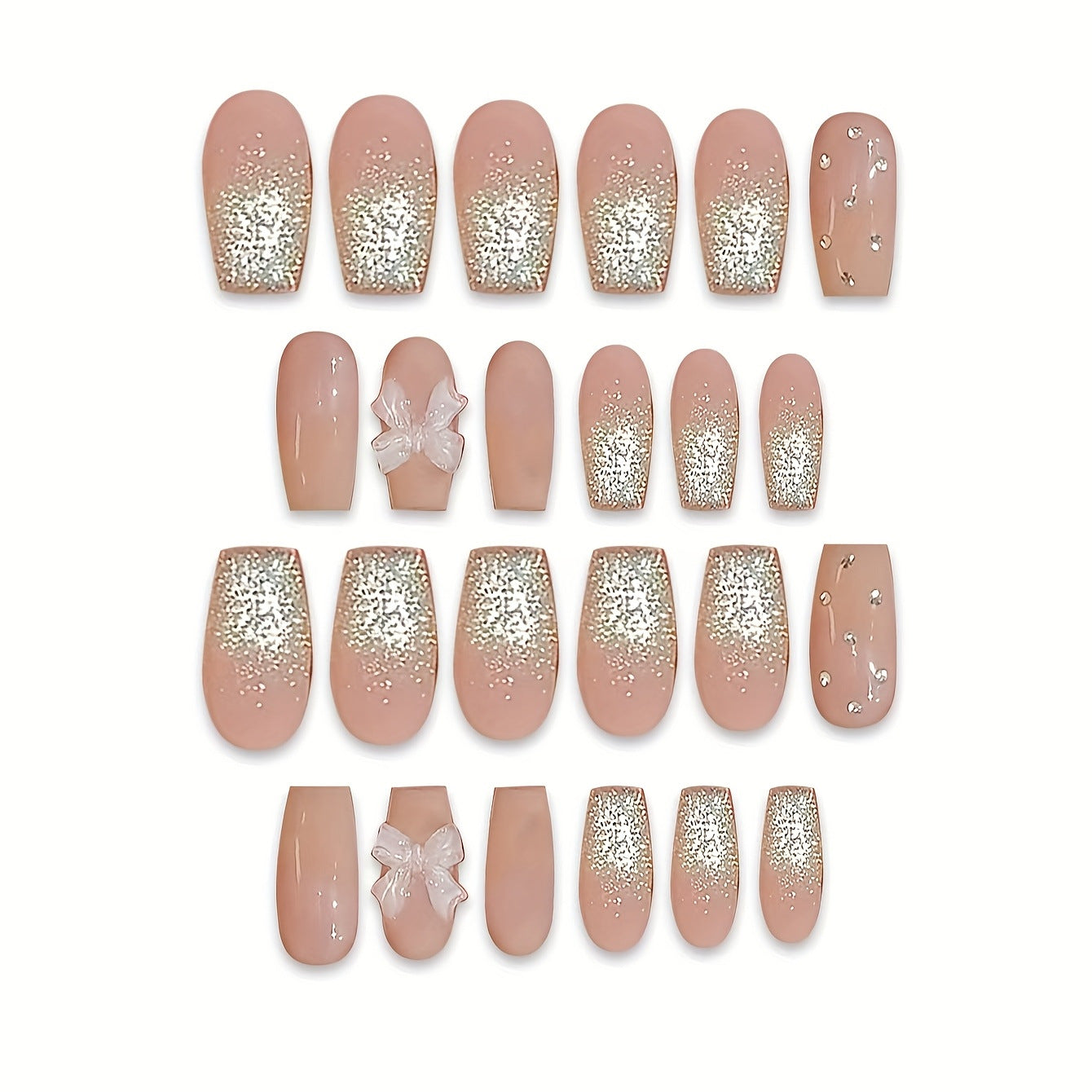 Chic dekorative 3D Press-On Nagelset Brehn