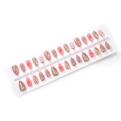 Künstlerisches Floral Press-On Nagelkunstset mit eleganten Edelsteindetails Brehn
