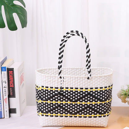 Handgefertigte Strandtasche mit Buntem Wellenmuster Brehn