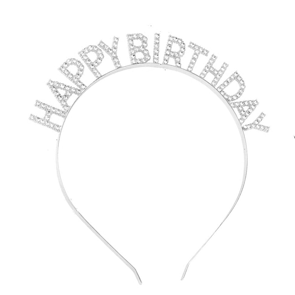 Damen Glitzernder Haarreif mit "Happy Birthday" Aufschrift Brehn