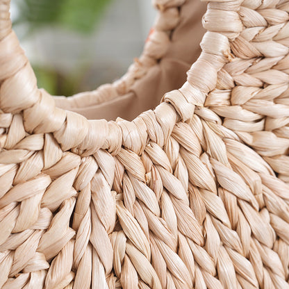 Korbtasche mit Bunten Pompons Brehn
