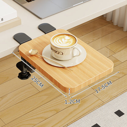 Clamp-On Klappbarer Bambus-Seitentablettisch für Schreibtisch und Sofa