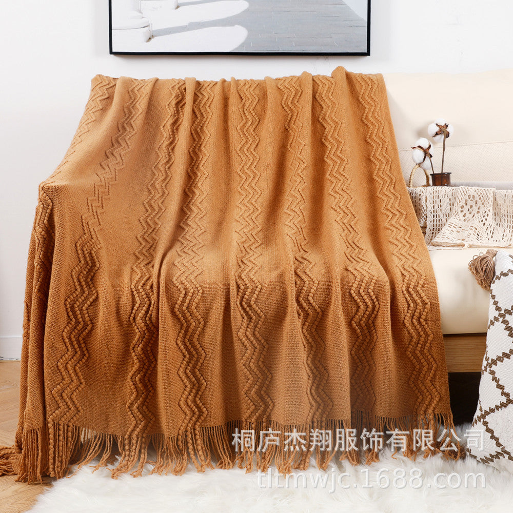 Damen Gemütliche Strickdecke mit modernem Zickzack-Muster Brehn