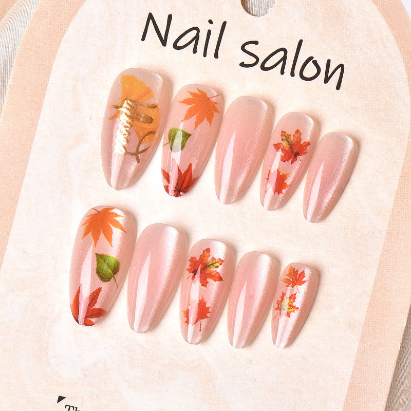Künstlerisches Herbstblatt Press-On Nagelkunst Set Brehn