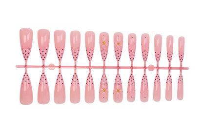 Kunstnagelset mit romantischen Blumen- und Punktemotiven Brehn