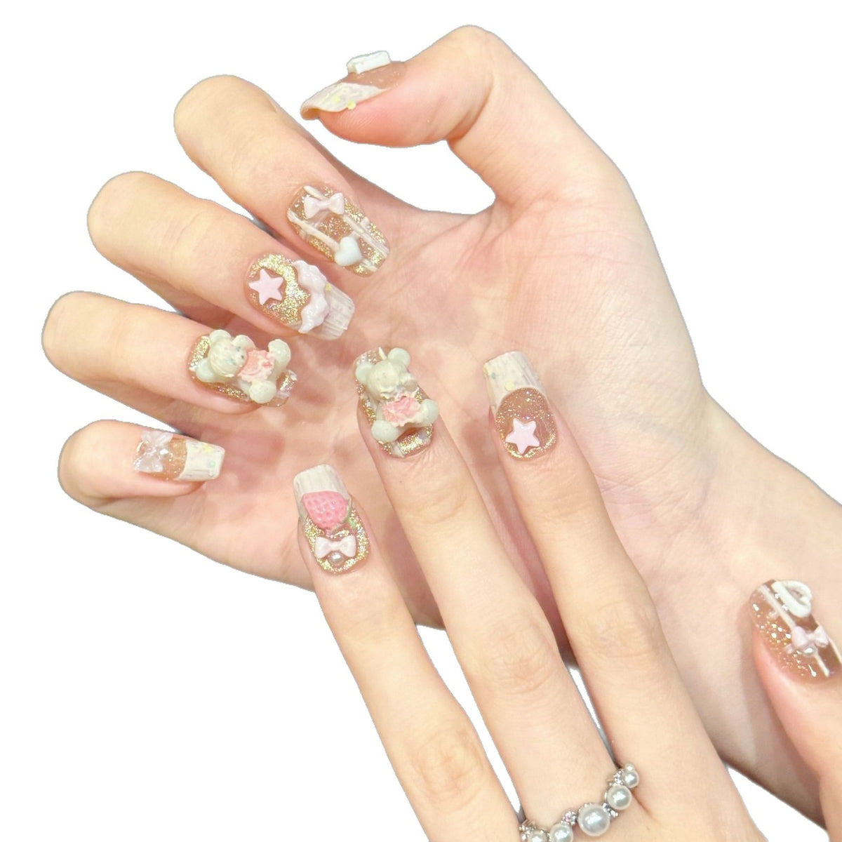 Künstlerisches 3D-Charakter-Press-On-Nagelkunst-Set