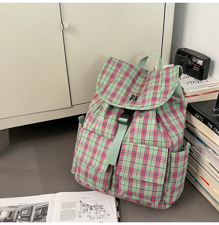Karierte Muster Utility Schulrucksack