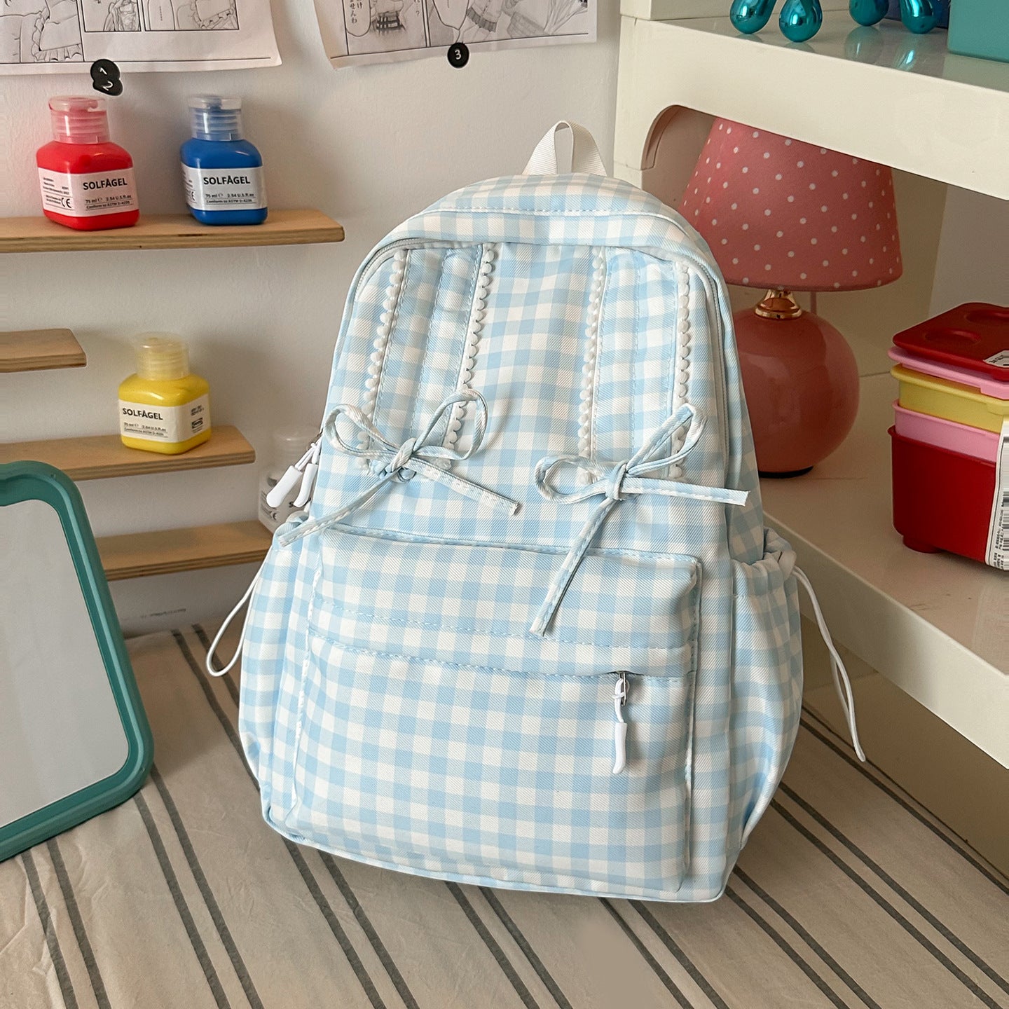 Lässiger karierten Schulrucksack