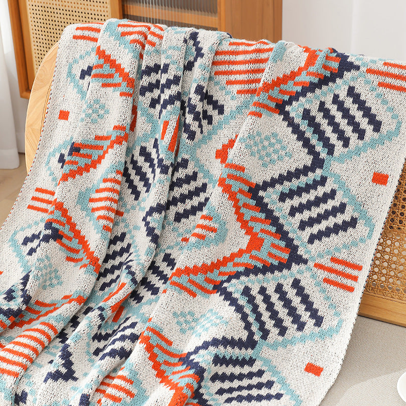 Damen Gemusterte Kuscheldecke mit Fransen und geometrischem Design Brehn