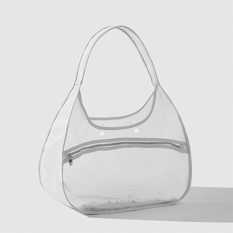 Damen transparente Strandtasche mit robusten Henkel und praktischem Innenfach Brehn