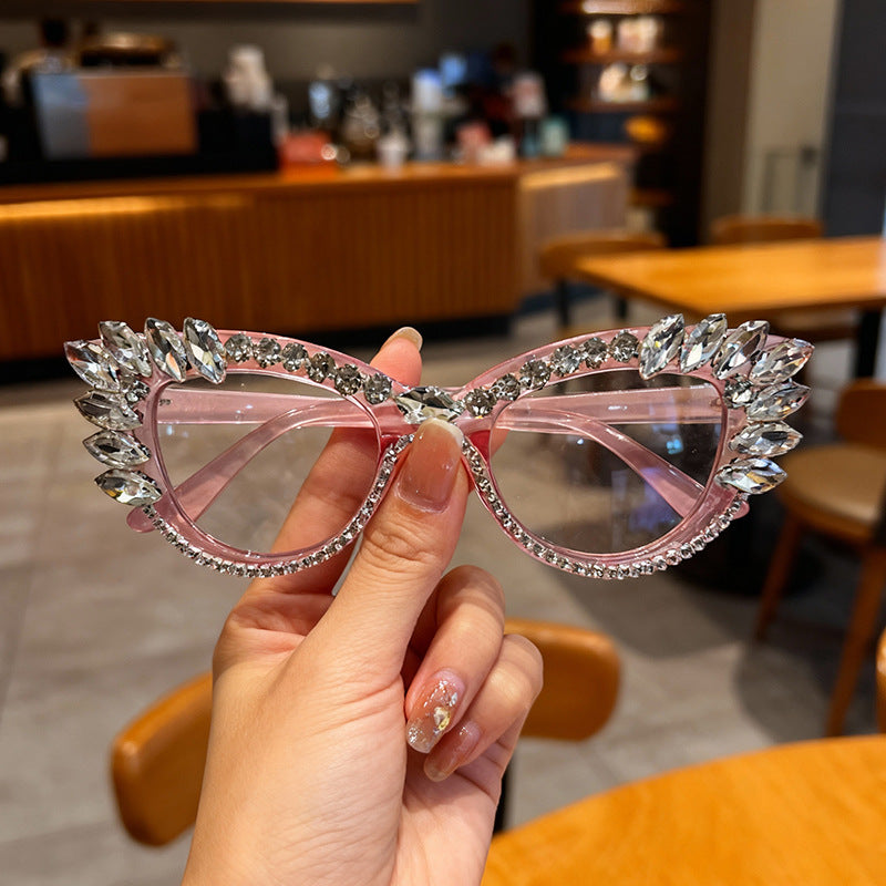 Luxuriöse Katzenaugen-Rhinestone-Sonnenbrille Brehn