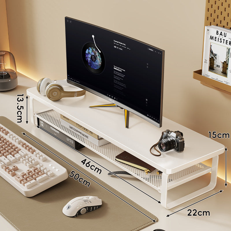 Erhöhter Desktop-Bildschirmständer mit Mesh-Unterregal-Organizer und Kabelmanagement