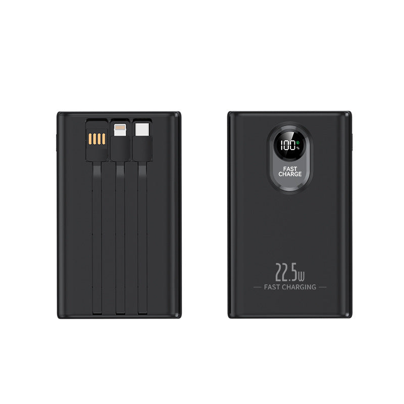 Kompakte Powerbank mit Integriertem Schnellladeadapter und Digitaler Leistungsanzeige Brehn