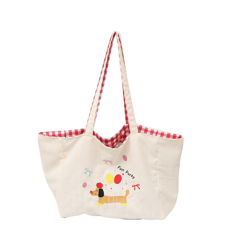 Baumwoll-Tasche mit Verspieltem Hundemotiv Brehn