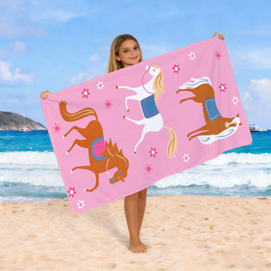 Strandtuch mit buntem Pferdemotiv Brehn