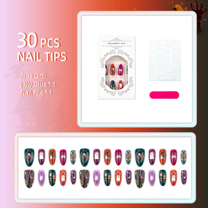 Halloween-Themen Dekorative Press-On Nagelset Brehn