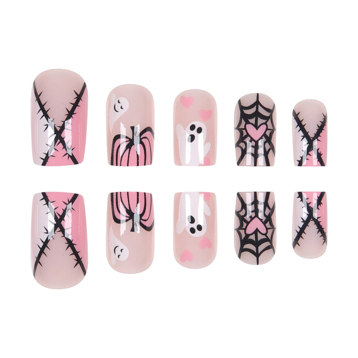 Haunted Ghost-Theme Press-On Nagelkunst Brehn