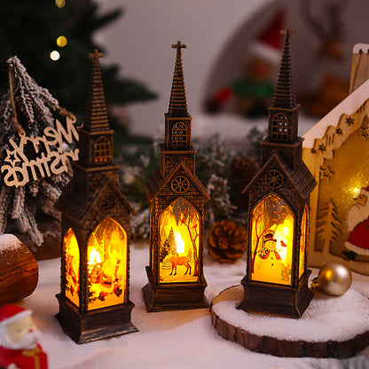 Nostalgische Weihnachtslaterne mit beweglichem Santa-Motiv Brehn
