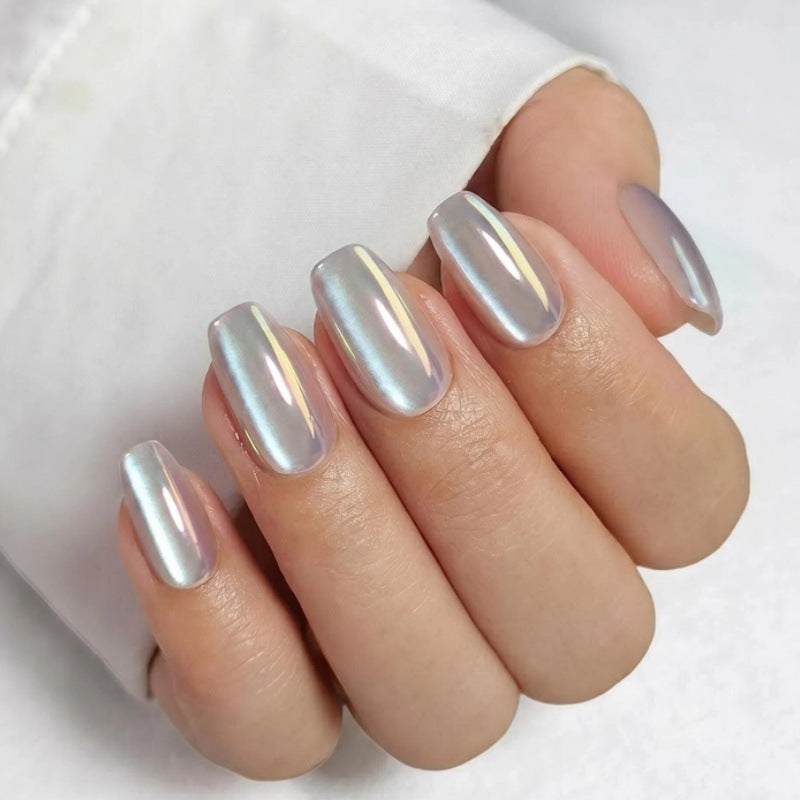 Iridescent Glossy Press-On Nail Set Brehn
