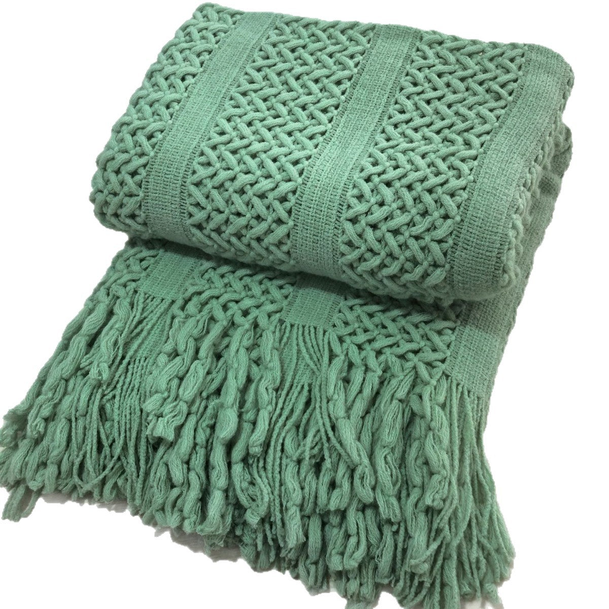 Handgefertigte strukturierte Strickdecke Brehn