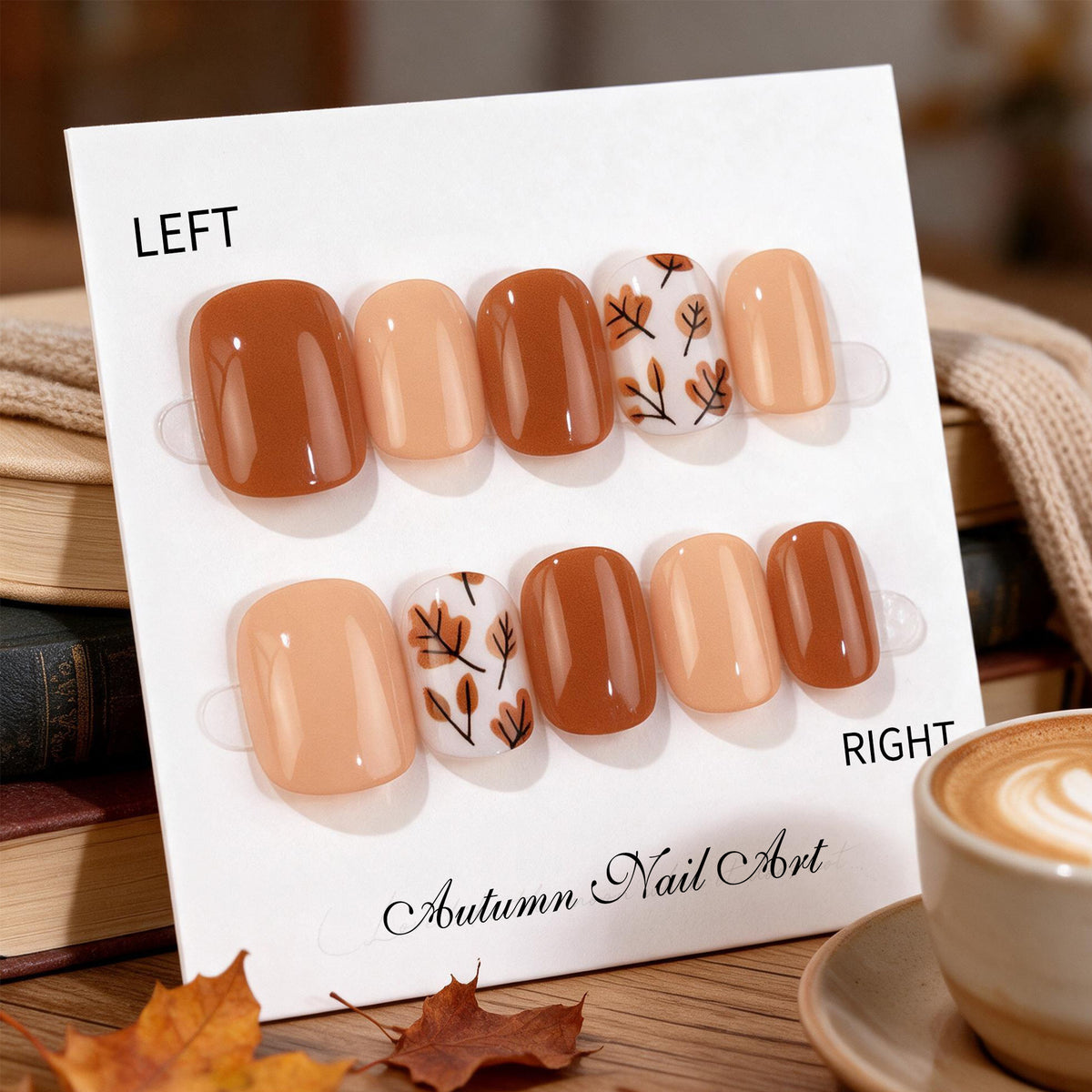 Herbst-inspiriertes Press-On Nagelkunst-Set