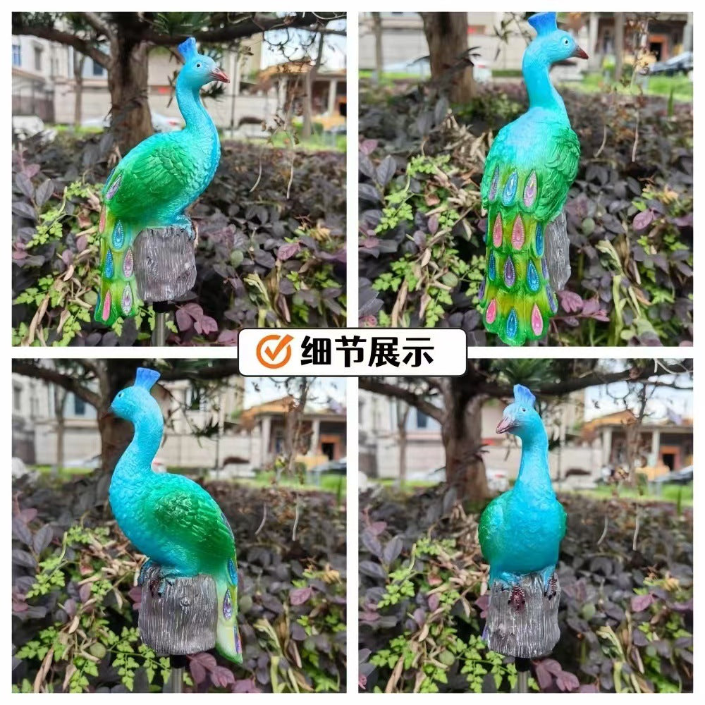 Ornamentale solarbetriebene Pfau Gartensteckerlichter mit LED-Harzskulptur und wasserdichtem Edelstahlstecker Brehn