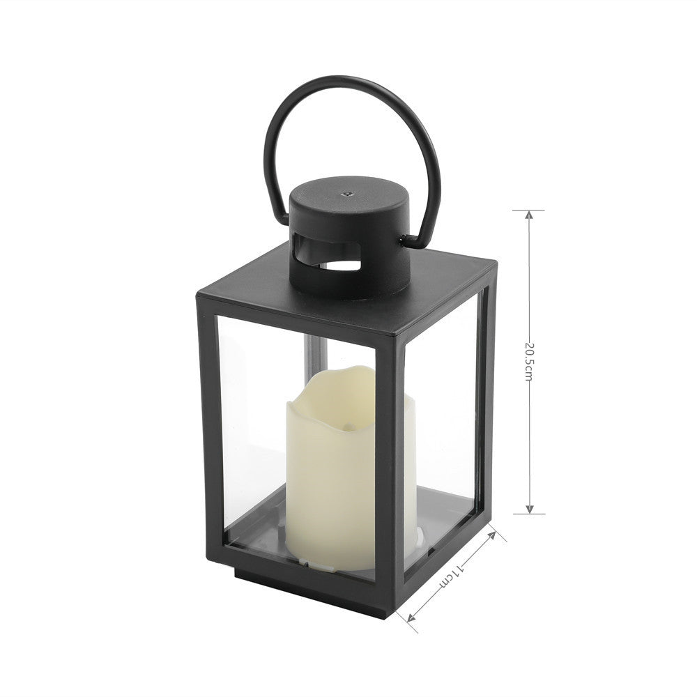 Tragbare rechteckige Metallrahmen Glas-Panel LED flammenlose Kerzenlaterne Brehn
