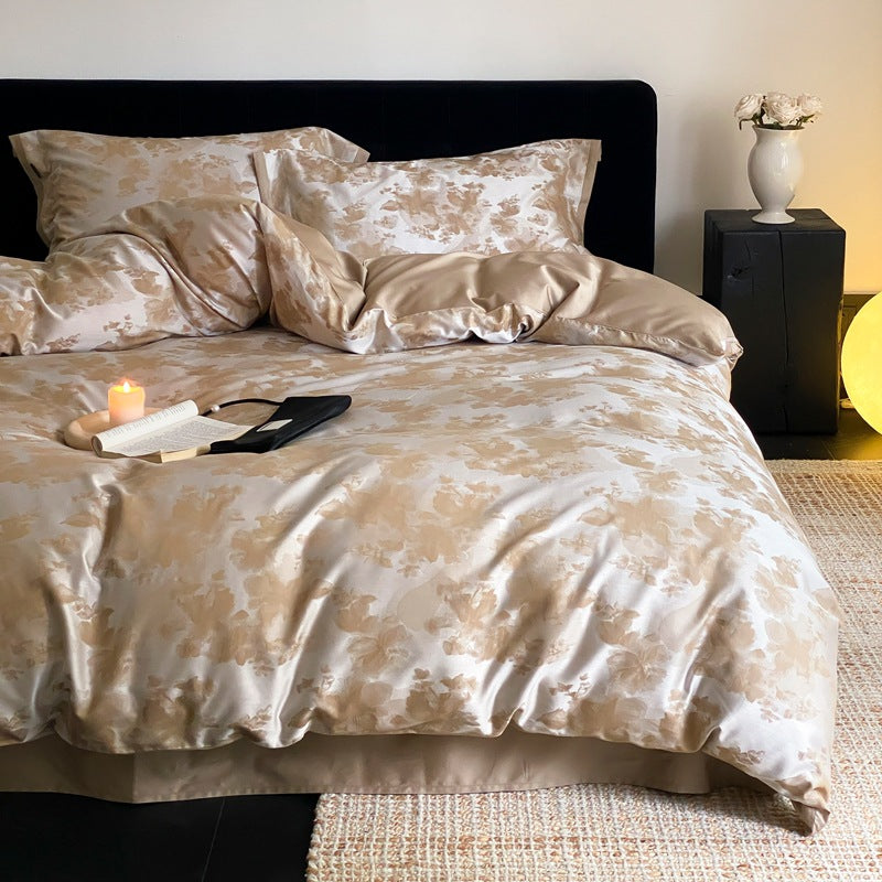 Luxuriöses Bettwäsche-Set aus Satin mit dezentem Blumenjacquard