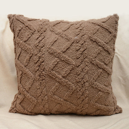 Plüschstrukturierter Sherpa quadratischer Wurfpillowbezug mit geometrischem Tufting
