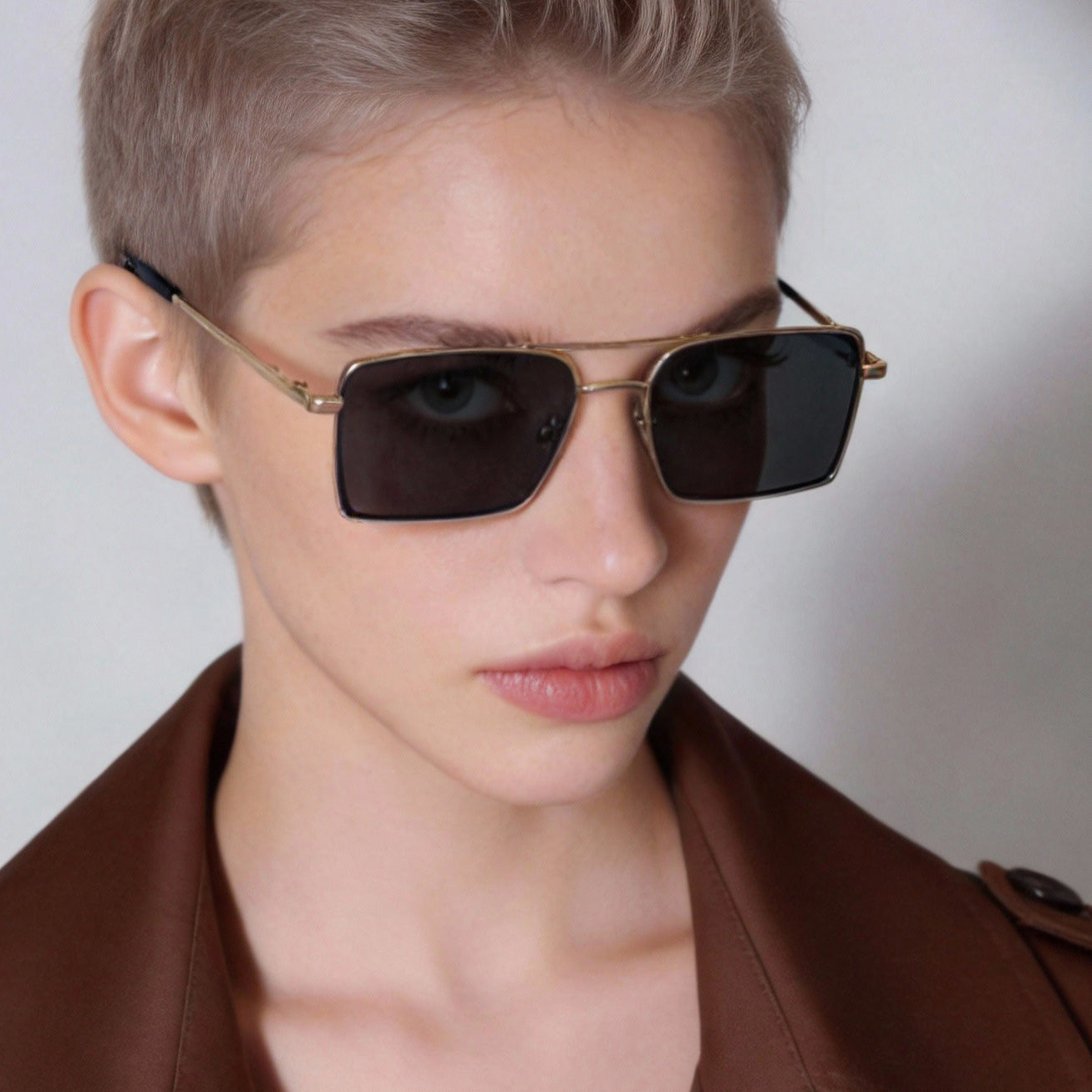 Damen modische rechteckige Brille mit stilvollem Metallrahmen Brehn
