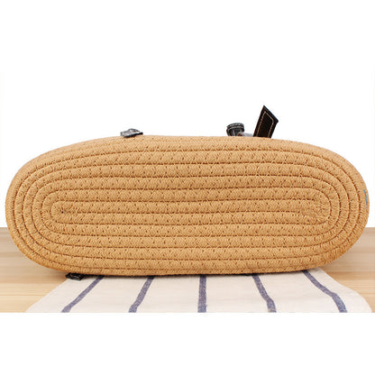 Elegante Strandtasche Aus Geflochtenem Naturmaterial mit Stilvollen Lederakzenten Brehn