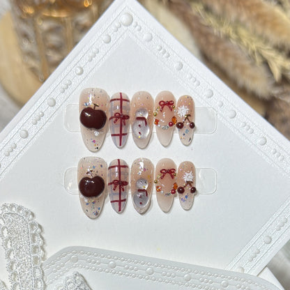 Winter-Themed Press-On Nail Art Set Brehn