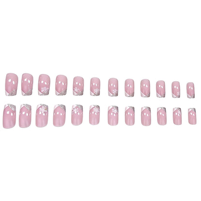 Elegante Schneeflocke Französische Spitze Nagelkunst Brehn