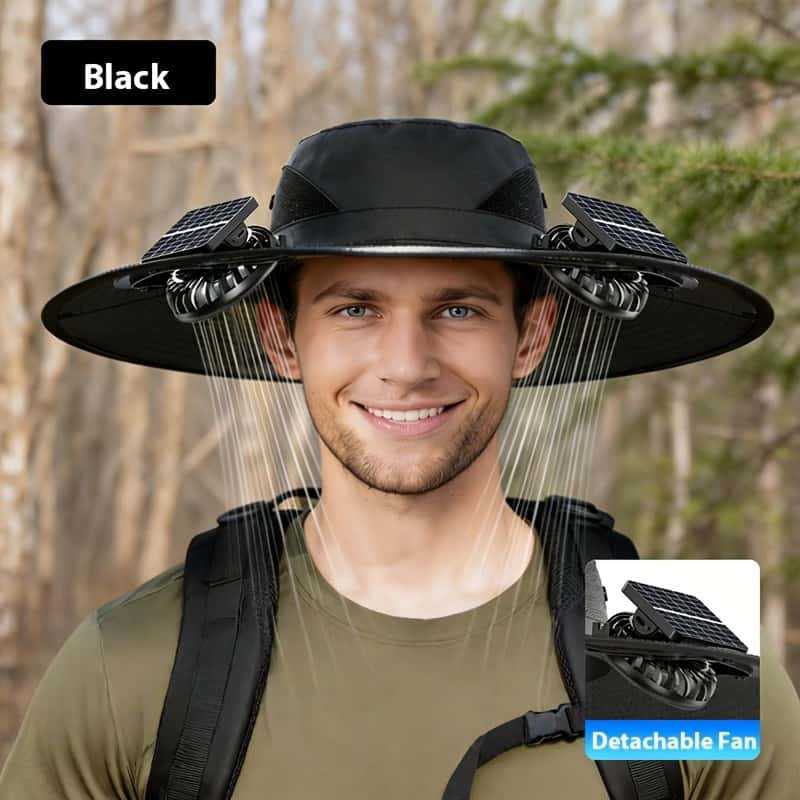UV-Schutz-Sonnenhut mit abnehmbaren Gesicht- und Nacken-Schutz, integriertem Solarfan und atmungsaktivem Mesh Brehn