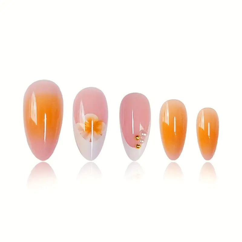 Künstlerisches Florales Design Press-On Nagelset Brehn
