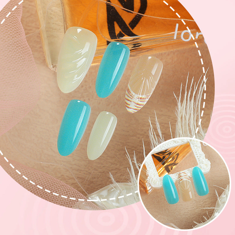 Lebendige vom Ozean inspirierte Press-On Nagelkunst-Set