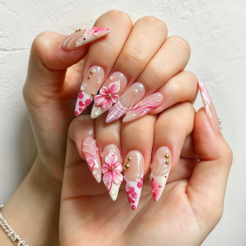 Künstlerisches Floral Inspiriertes Press-On Nagelset Brehn