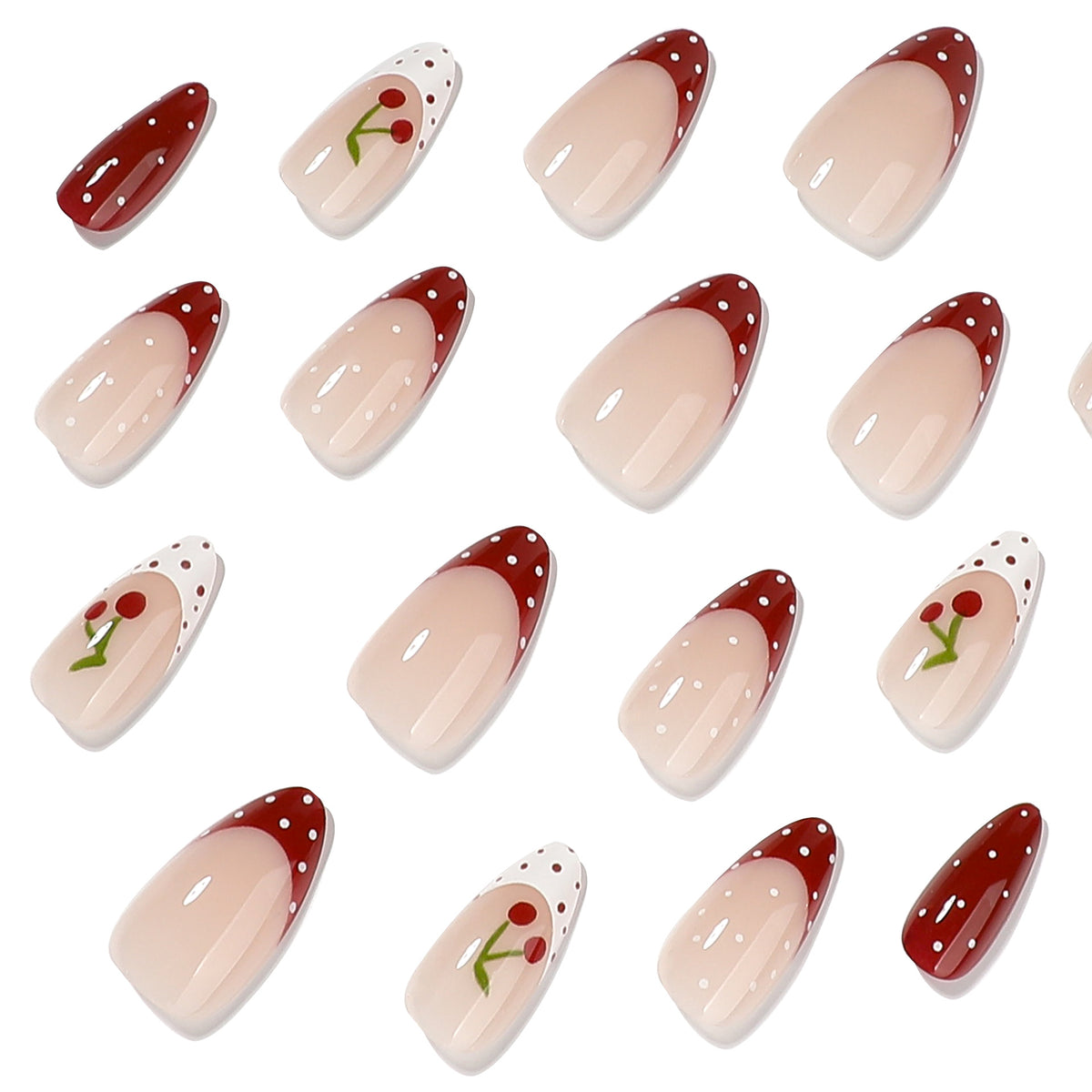 Kunstvolle Nagelverlängerungen mit fruchtigem Kirschdesign Brehn