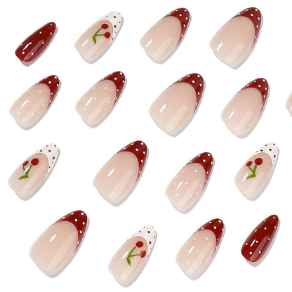 Kunstvolle Nagelverlängerungen mit fruchtigem Kirschdesign Brehn