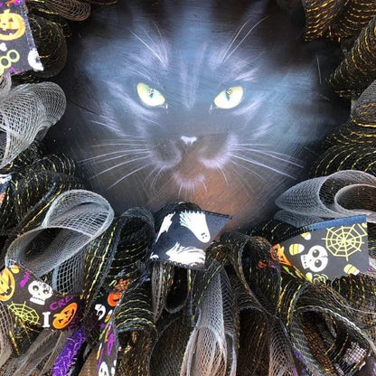 LED Illuminierte Halloween Katzenkranz