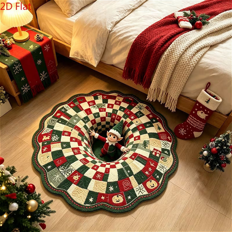 Festlicher 3D Weihnachtsdorf Teppich
