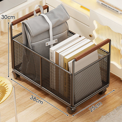 Mesh rechteckiger Speicher-Organizer-Korb mit Holzgriffen