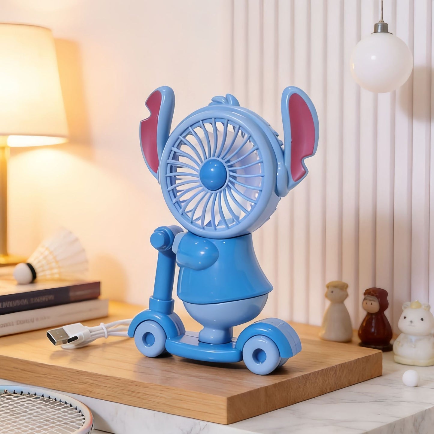 Damen Tragbarer Spielzeugventilator mit LED-Beleuchtung und USB-Aufladung Brehn