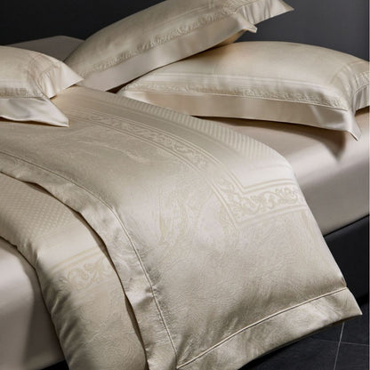 Luxuriöses Jacquard-Satin-Bettbezug-Set mit Kissenbezügen