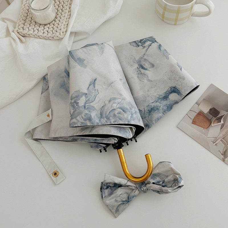 Damen Faltbarer Regenschirm mit romantischem Blumendesign Brehn