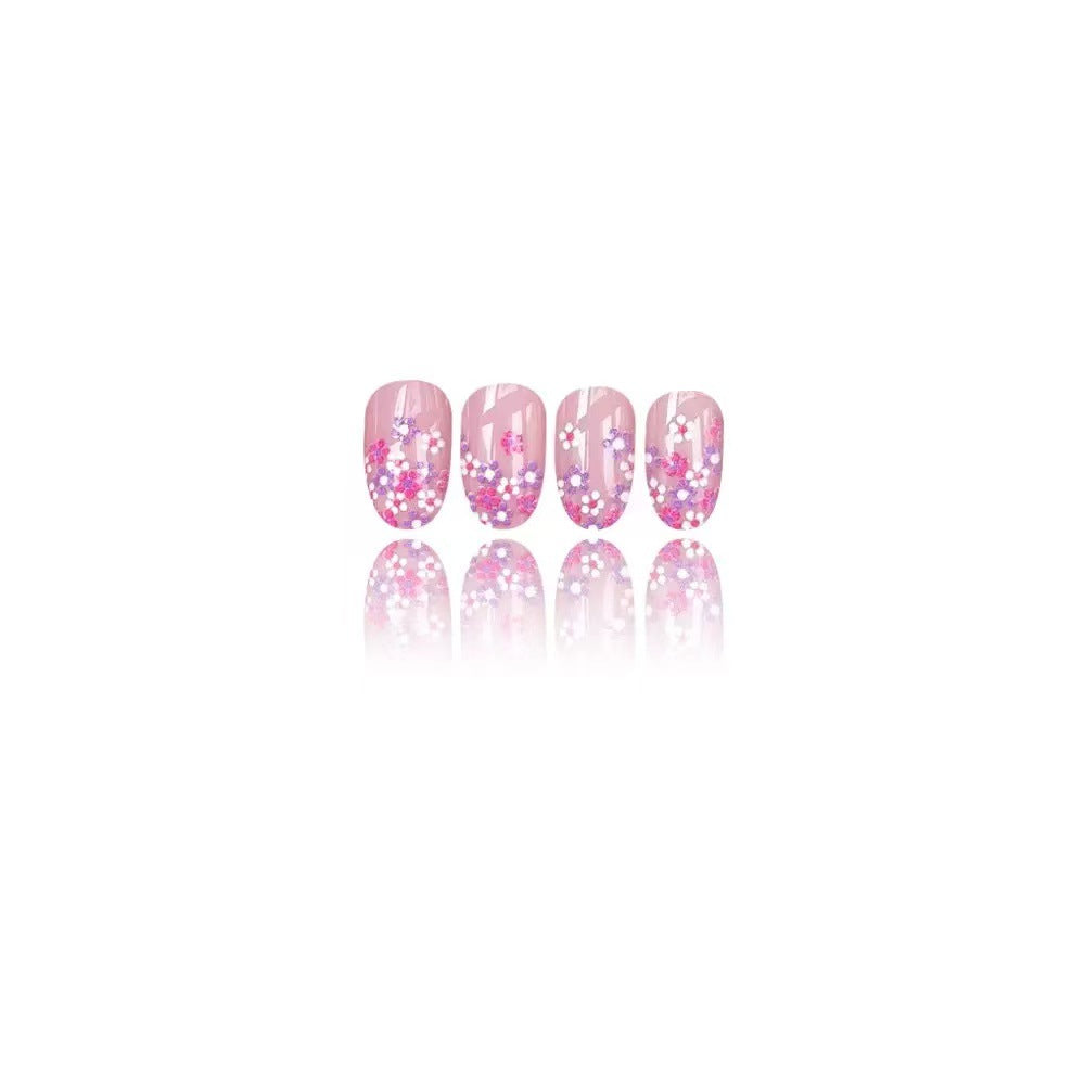 Kunstnagelset mit floralem Design und glitzernden Akzenten Brehn