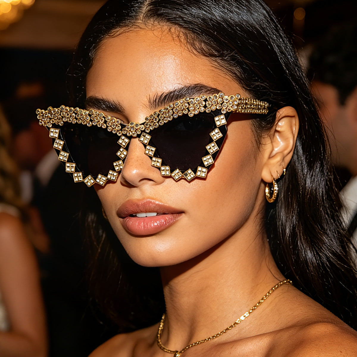 Damen Designer-Sonnenbrille mit glamourösem kristallverziertem Rahmen Brehn